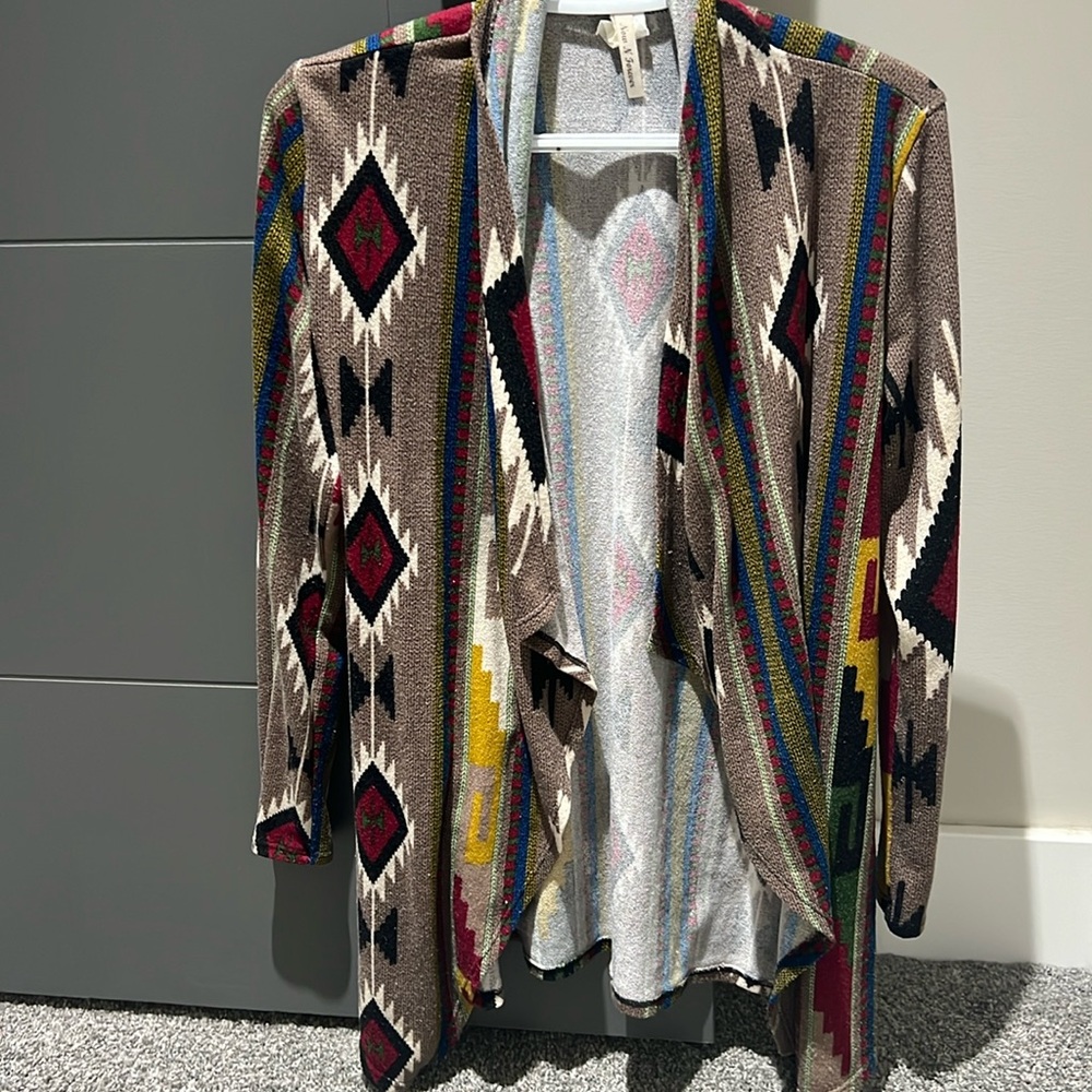 Aztec cardigan elbow patch